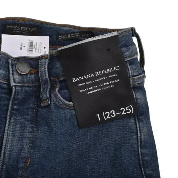 NWT Banana Republic High-Rise Skinny Jeans Womens Size 1 (23-25) Blue Denim - Picture 5 of 12